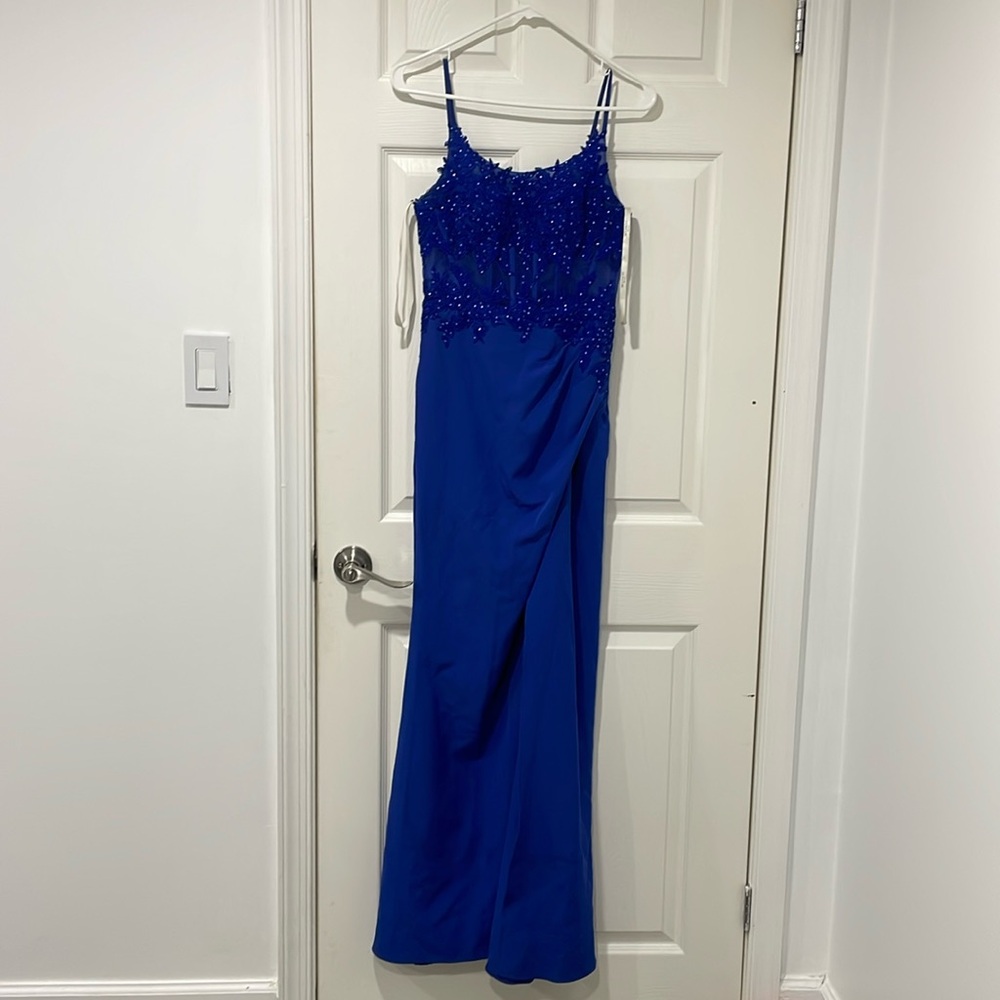 Navy blue bridesmaids dress.